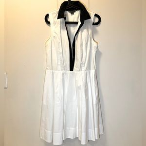 Armani Exchange Midi dress in white with black collar